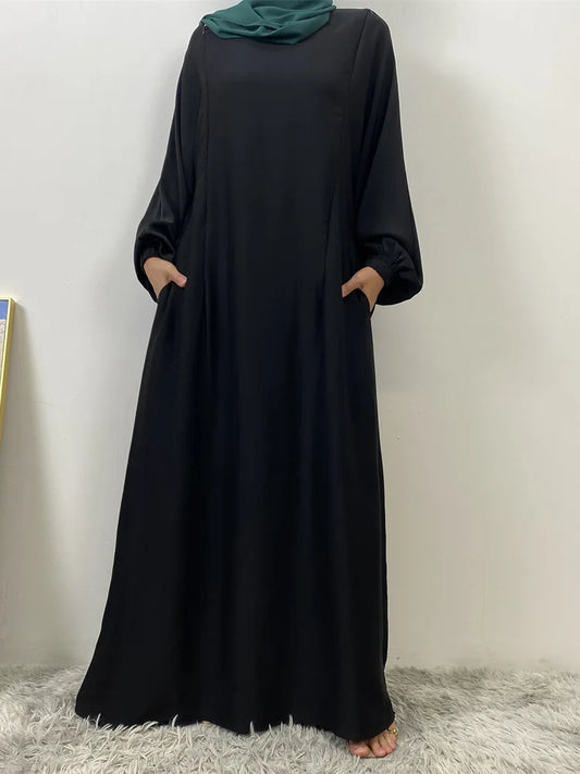 Muslim Front Zippers Abaya Dress