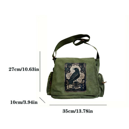 Vintage Raven Crossbody Messenger Bag