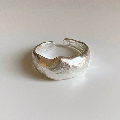 925 Sterling Silver Geometry Irregular Sanding Rings