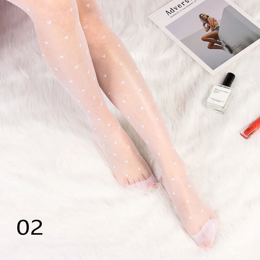 Sexy love Dot Silk Thin Faux Tattoo  Socks