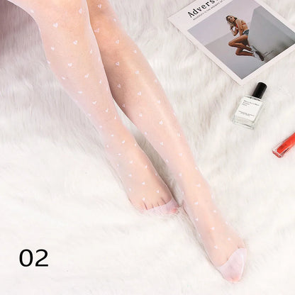 Sexy love Dot Silk Thin Faux Tattoo  Socks