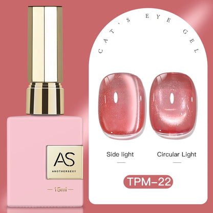 15ml Peachy Whimsy Pink Cat Eye Gel Nail Polish Glitter