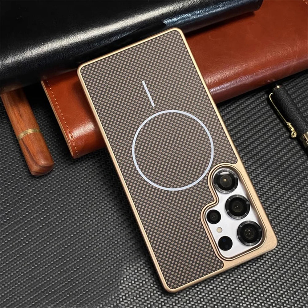 Luxury Carbon Fiber Samsung Magnetic Case Cover