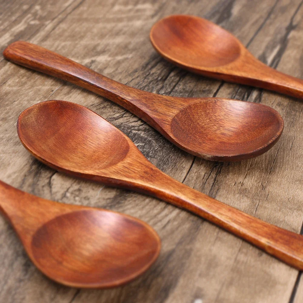 10/1Pcs Wooden Spoon Long Hand Soup Scoops