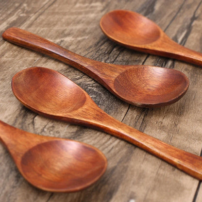 10/1Pcs Wooden Spoon Long Hand Soup Scoops