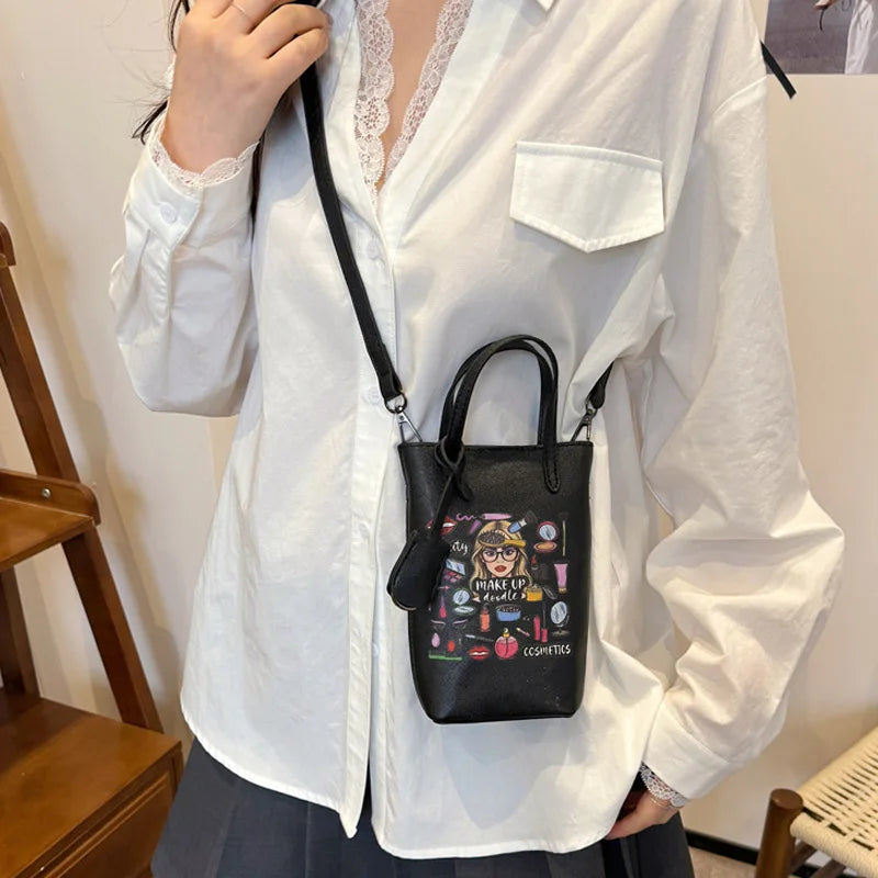 Luxury Mini Bucket Plaid PU Leather Crossbody Bag