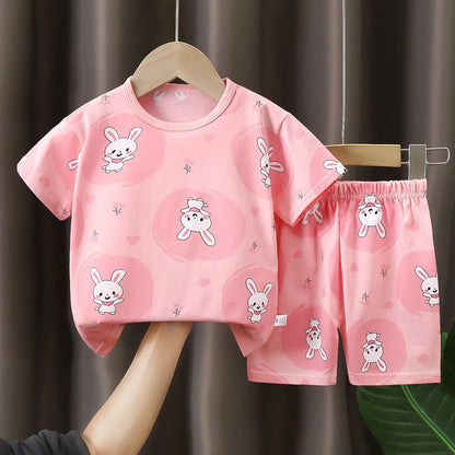 Baby Girl Cotton T-shirt  Giraffe Cartoon Set