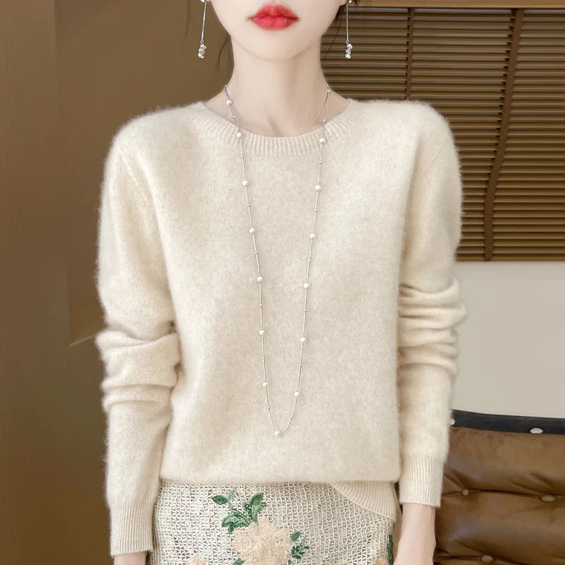 Wool Cashmere Pullover O-Neck Long Sleeve
