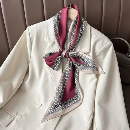 Luxury Long Silk Scarf Animal Horse Print Thin Narrow Scarf Shawl