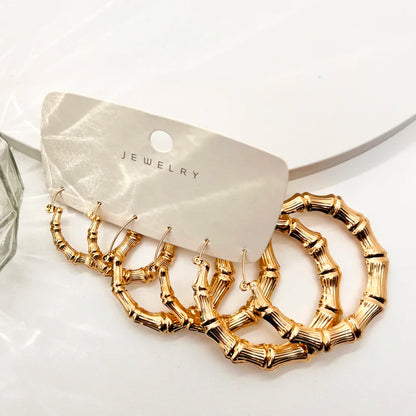 3pairs Hoop Big Geometry Round Circle Earring