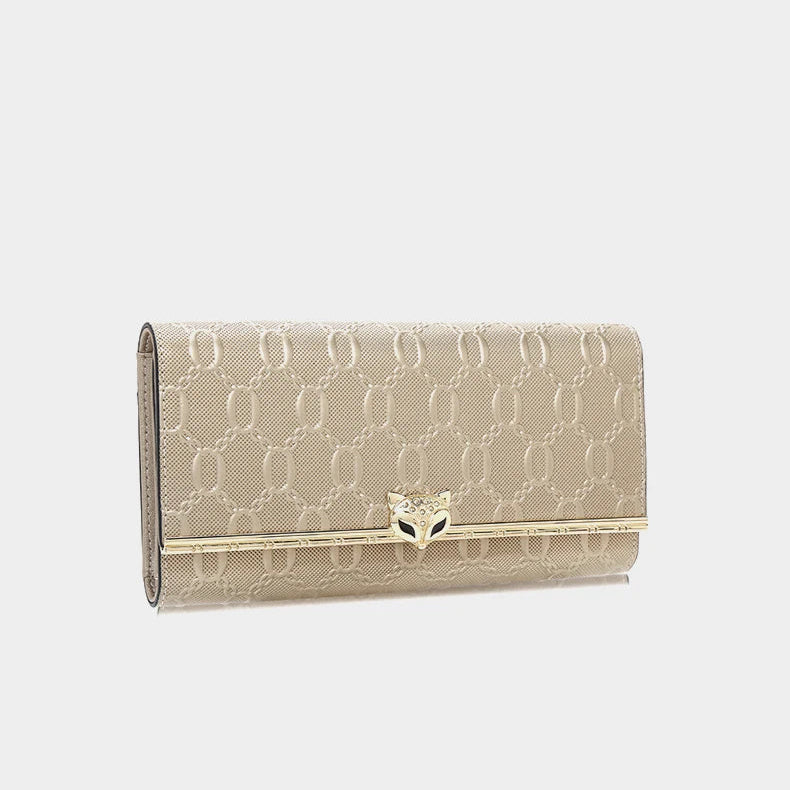 Split Leather Long Wallet Clutch Bag