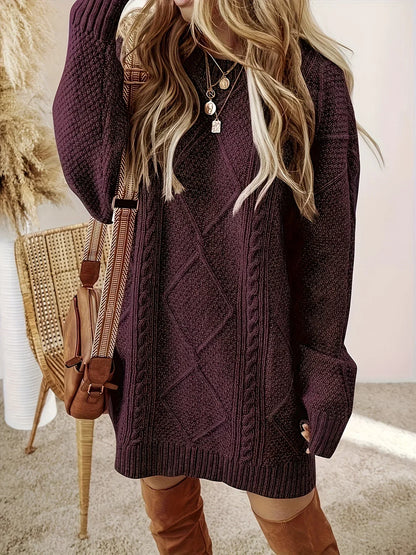 Loose Lazy Style Knit Full Sleeve Midi Dress