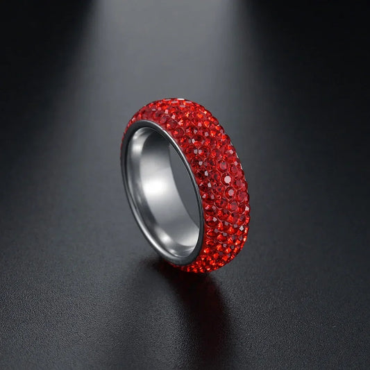 Blue Black Red Clear Crystal Ring