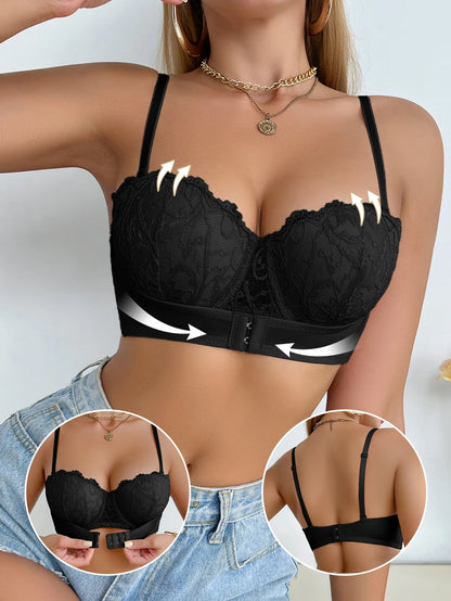 Floral Lace Bra Front Closure Push up Bra Underwear