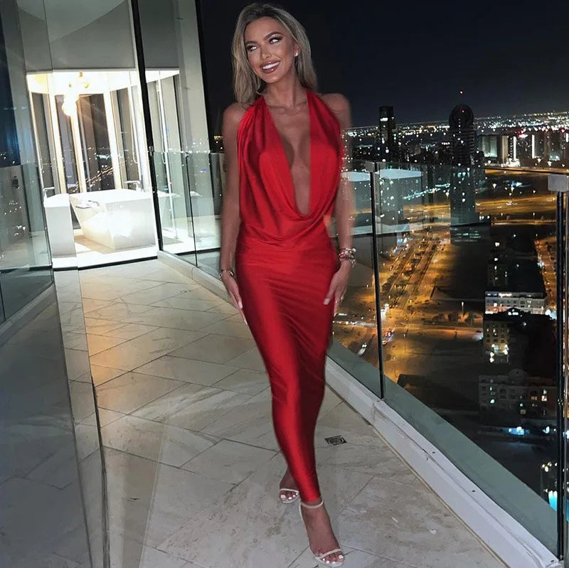 Backless Midi Bodycon Sexy Dress