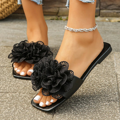 Flower Flat Casual Walking Slippers
