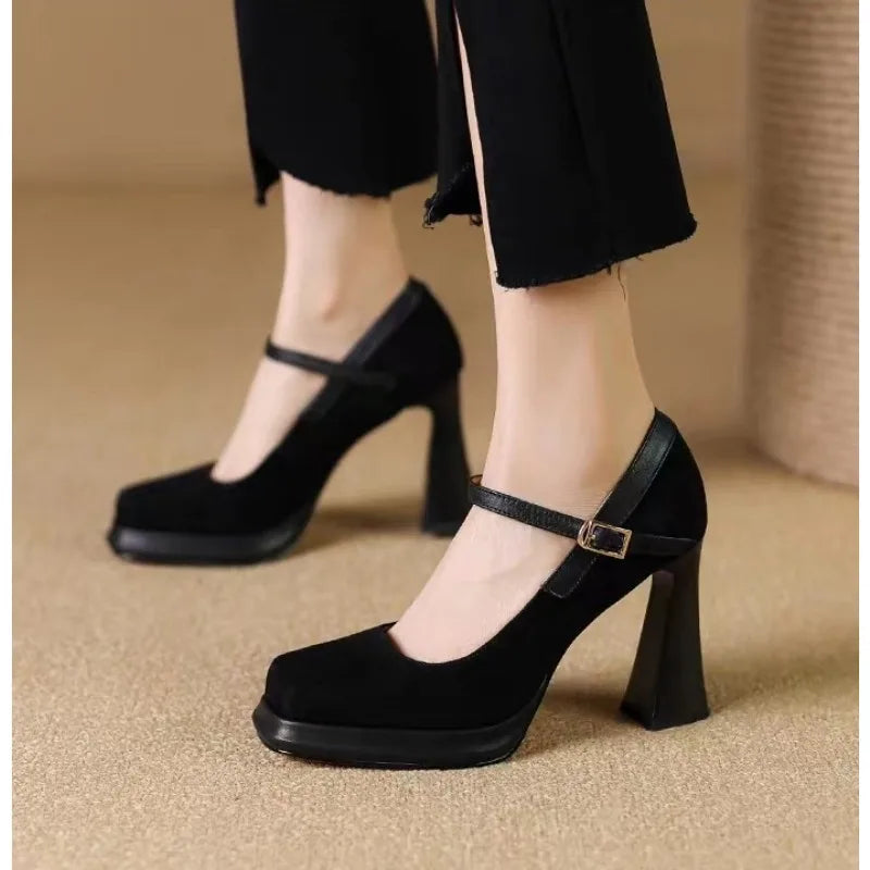Sexy super high-heeled ankle-attached platform high-heeled shoes