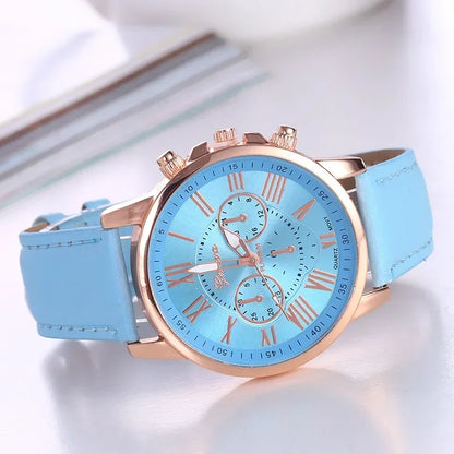 Leather Simple Quartz Wristwatch
