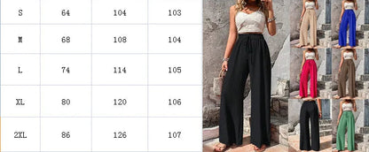 Pantalones de pierna ancha con cintura elástica alta