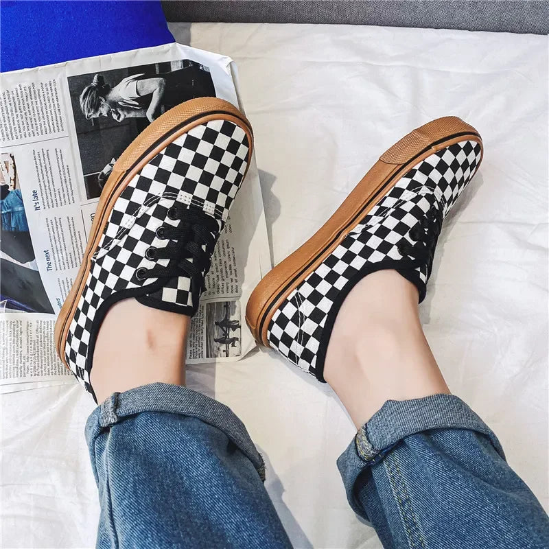 Plaid Canvas Unisex Breathable Sports Sneakers