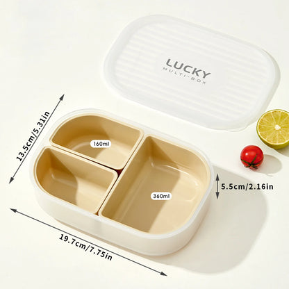 Outdoor Portable Sealed Divided Food Container 3 Grids Plastic Lunch Box