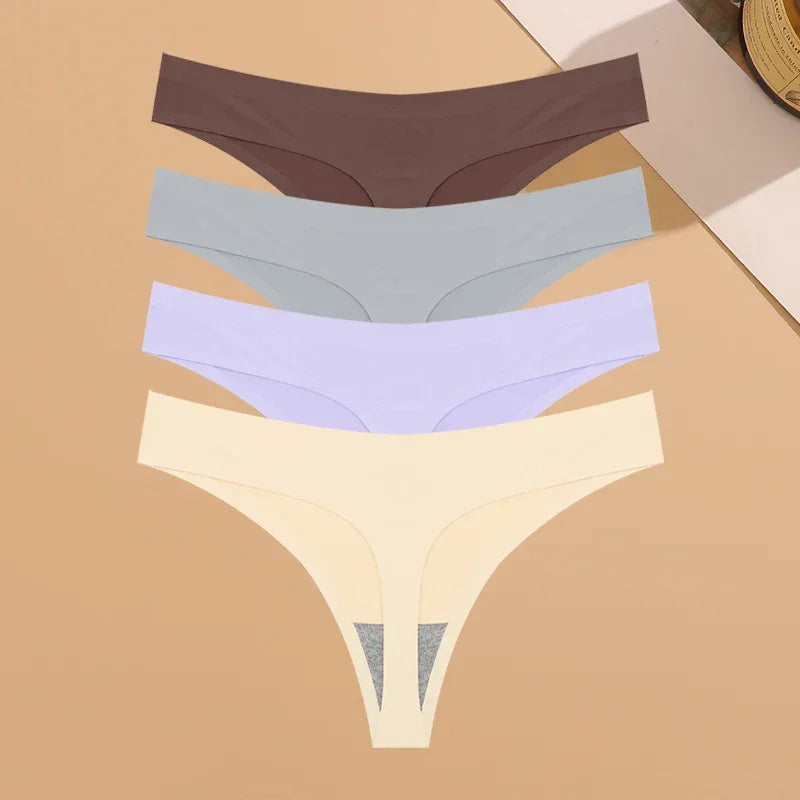 4PCS Ultra-thin Seamless Sexy Ice Silk Lingerie