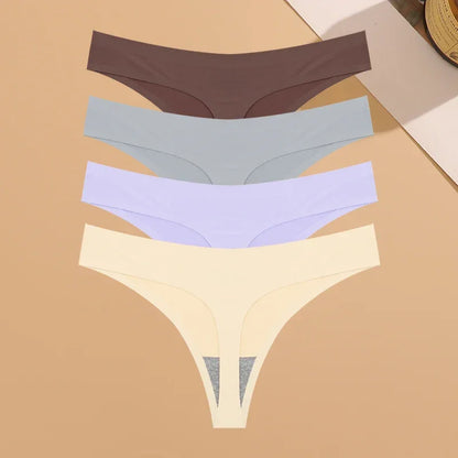 4PCS Ultra-thin Seamless Sexy Ice Silk Lingerie