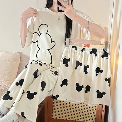 Round Neck Three Piece Pajama Set