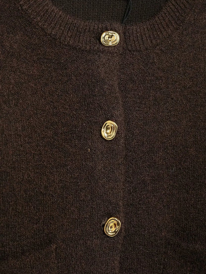 Falda mini ajustada de punto de manga larga con cuello redondo