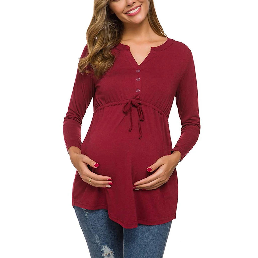 Maternity Long Sleeve T-shirt For Breastfeeding