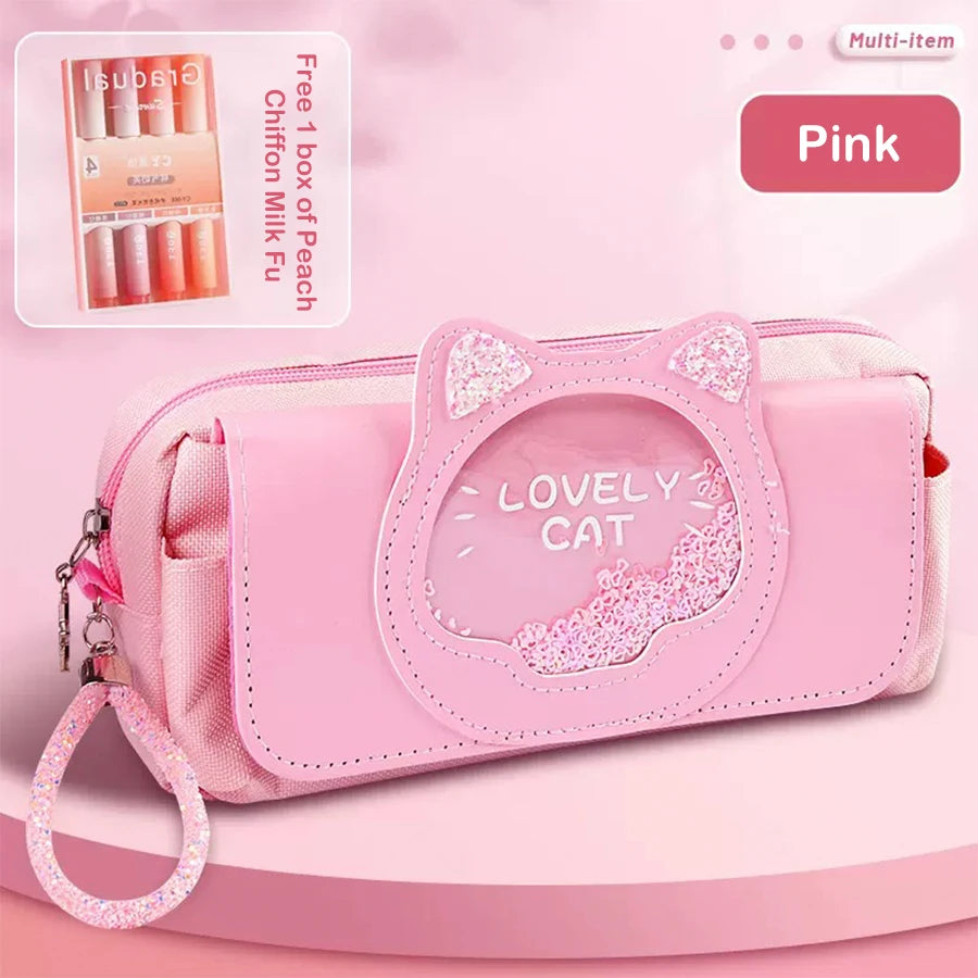 Kawaii Quicksand Pencil Case Large Capacity Pen Box