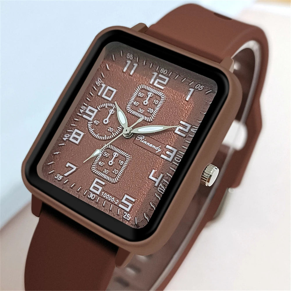 Sports Square Quartz Blue silicone strap Wristwatches