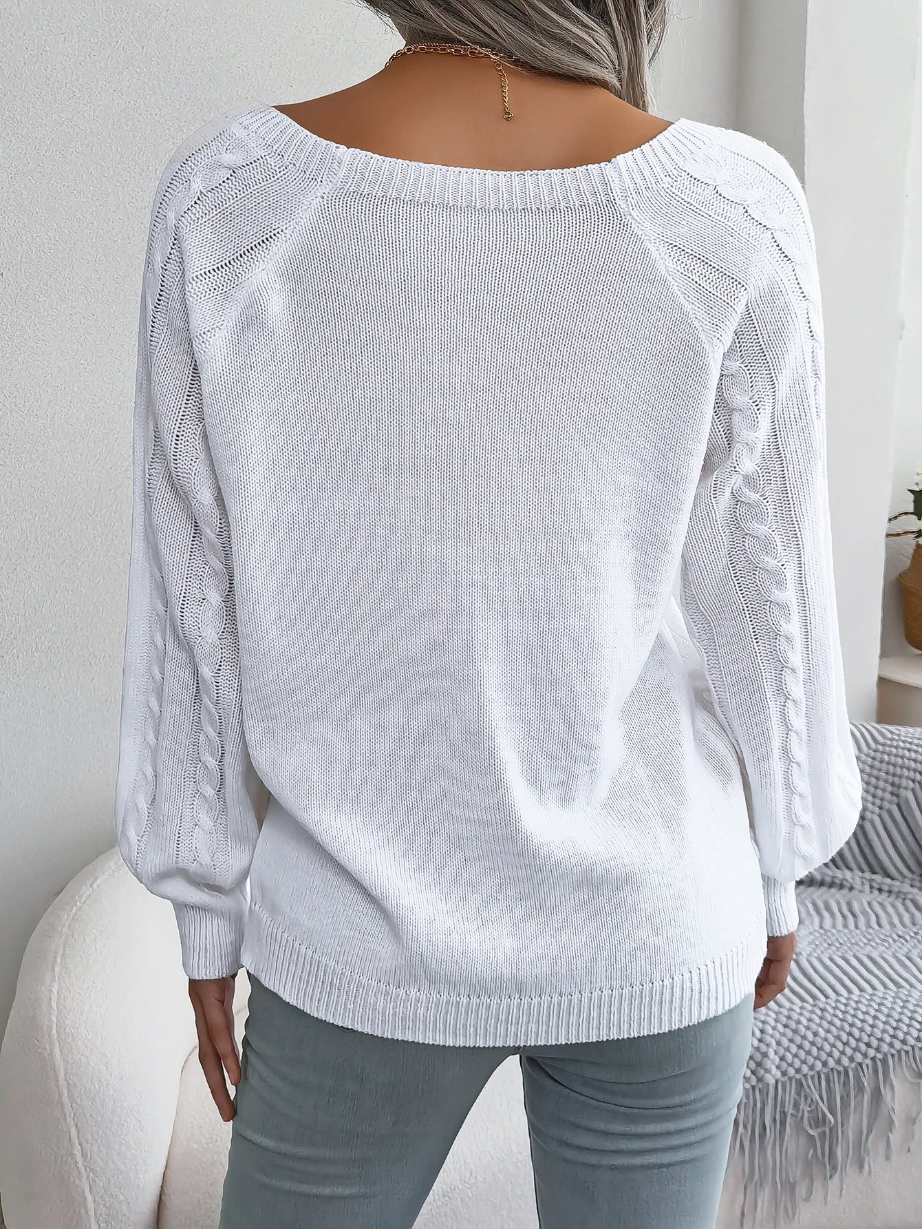 Casual Square Collar Long Sleeve Sweaters