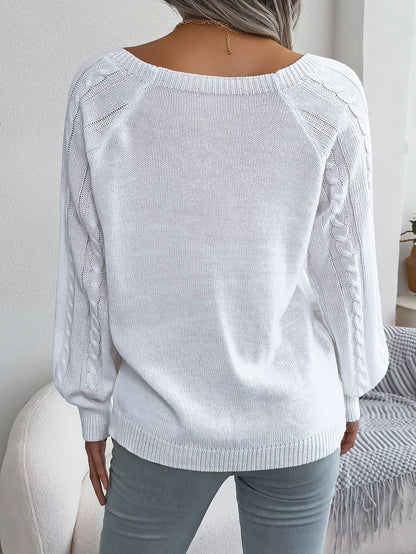 Casual Square Collar Long Sleeve Sweaters