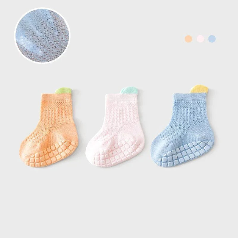 3pairs/lot 6 Colored Of Net Eye Non-slip Cotton Socks