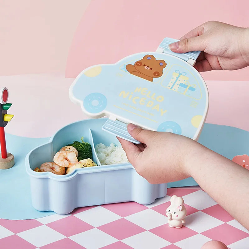Cartoon Car Bento Rectangular Leakproof Plastic Lunch Box