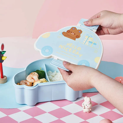 Cartoon Car Bento Rectangular Leakproof Plastic Lunch Box