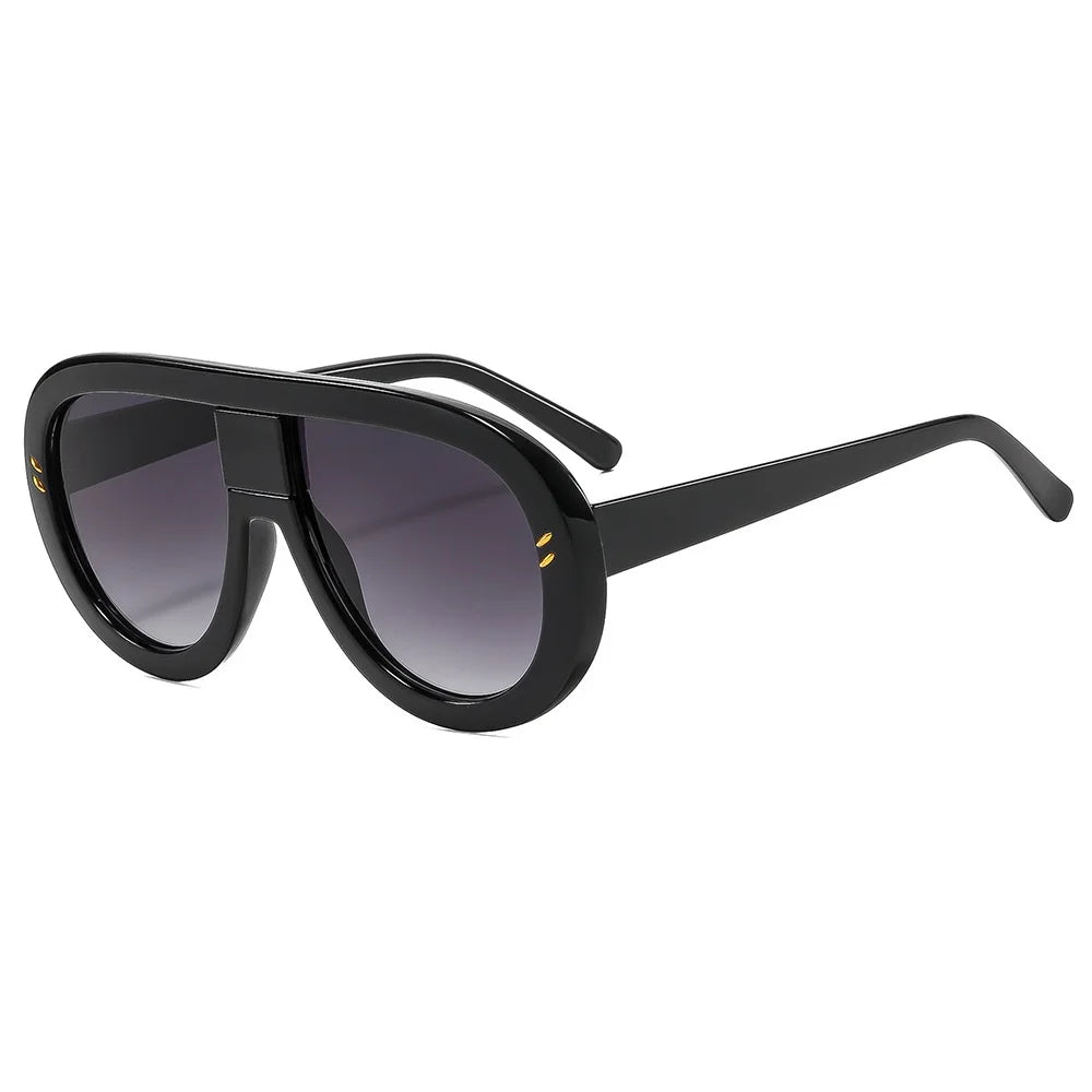 Rivet Luxury Big Frame Black Leopard Sunglasses