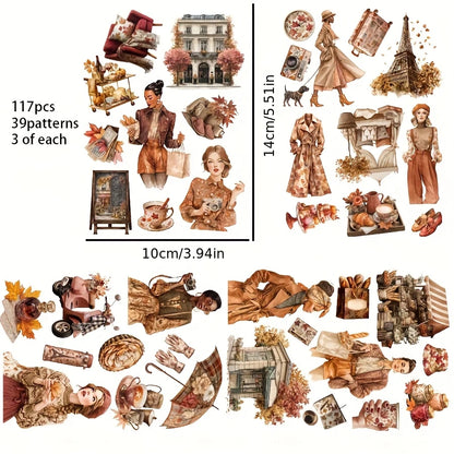 117pcs-144pcs Autumn Theme Stickers for Gift Wrapping Decor