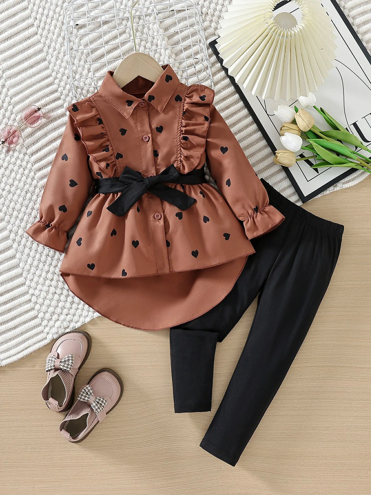 1 2 3 4 5 6 7 8 Years Spring Autumn Shirt + Bottoms Set