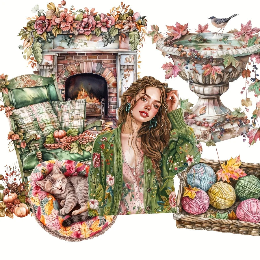 117pcs-144pcs Autumn Theme Stickers for Gift Wrapping Decor