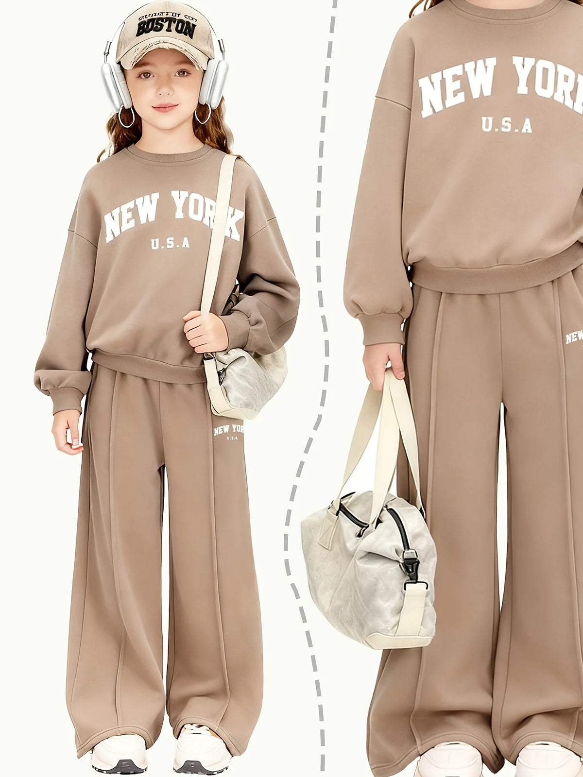 Letter-Print Outfit Tween Casual Back-to-School Style Set