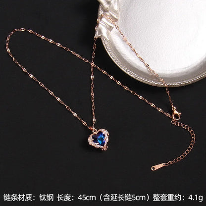 Luxury Colorful Crystal Ocean Heart Necklace