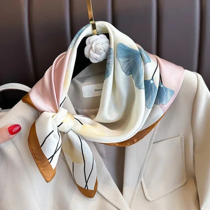 Luxury Silk Square Scarf Soft Satin Horse Hairband Hijab Headband Shawl