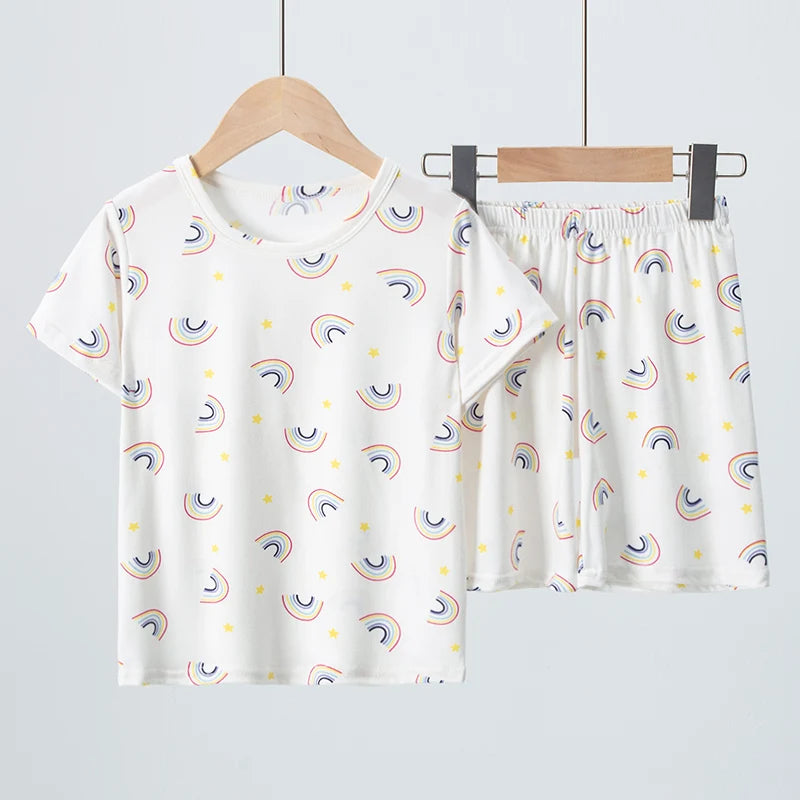 Short Sleeve Wild Blue Elephant Pajama Suit