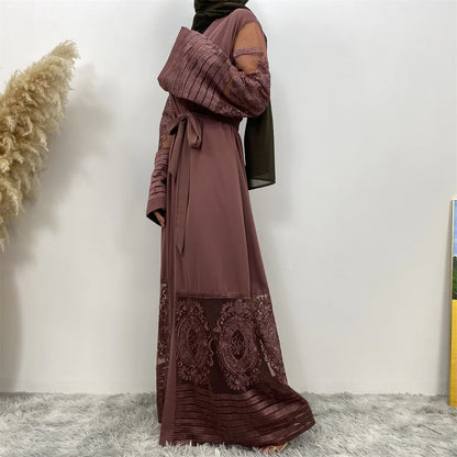 Luxury Gold Rhinestones Muslim Dress Kaftan Abaya
