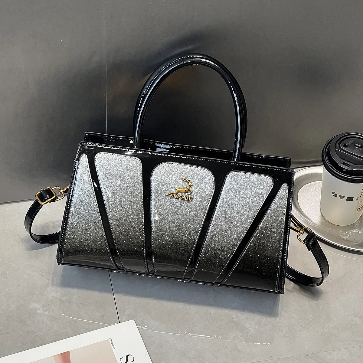 Large Size PU Leather Glue Splicing Single Shoulder Crossbody Bag