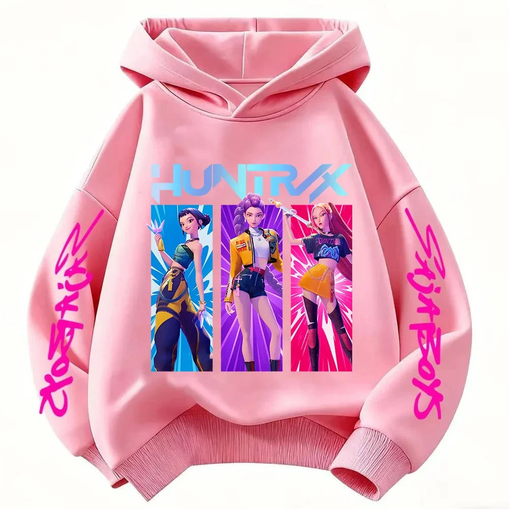 Cartoon Hunter Rumi Derpy Warm and Thick Casual Printed Purple Hoodie