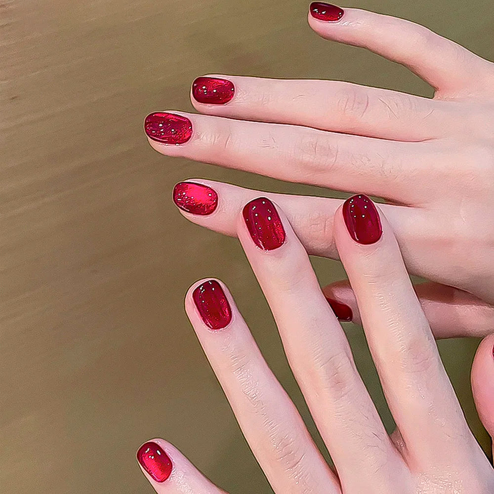 10ml/Bottle Ruby Red Cat Eye Gel Nail Polish Wine Red Cherry Dopamine Glitter Nail Gel