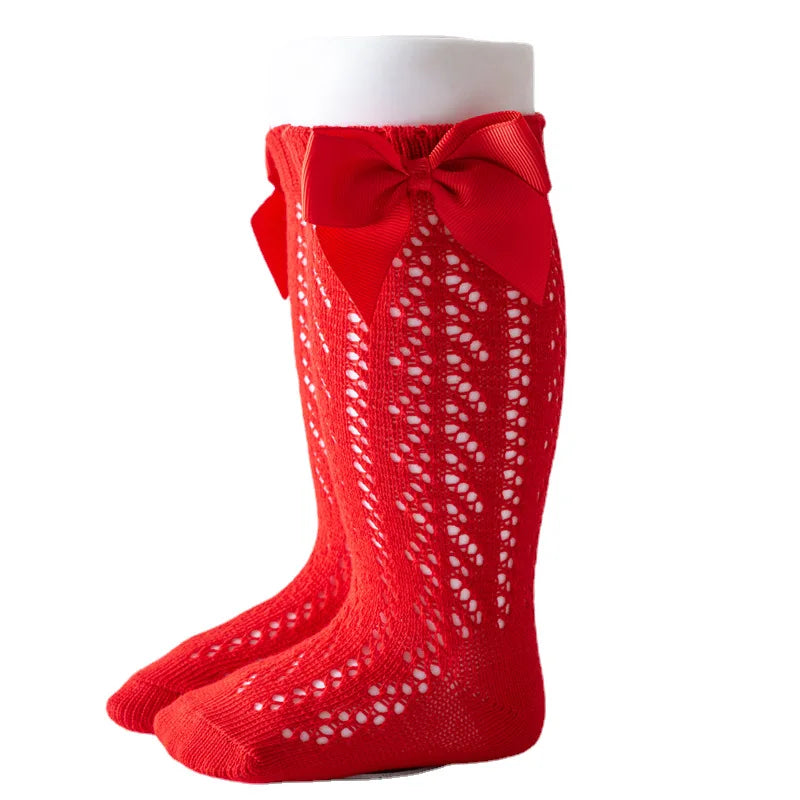 Baby Girls Toddlers Bow Long Soft Cotton Socks
